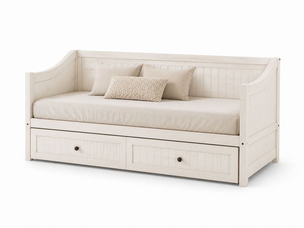 Tagesbett mit Kissen Massivholz Weiß