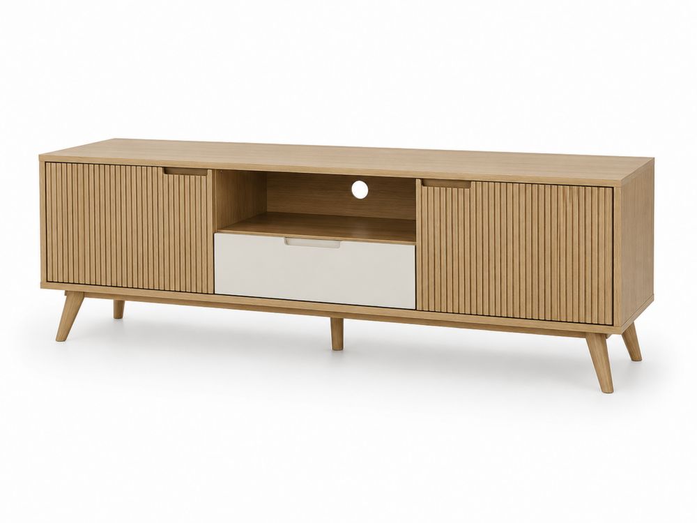 TV-Schrank Eichenfurnier 150x40x50 cm Natur/Weiß