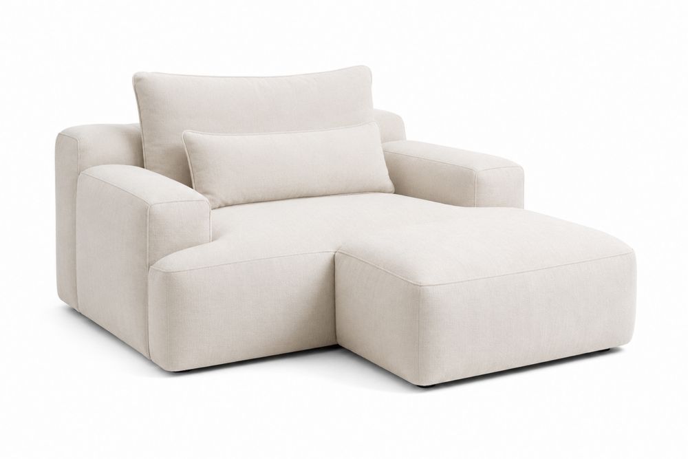 Lounge-Sessel mit Ottomane aus Stoff Beige