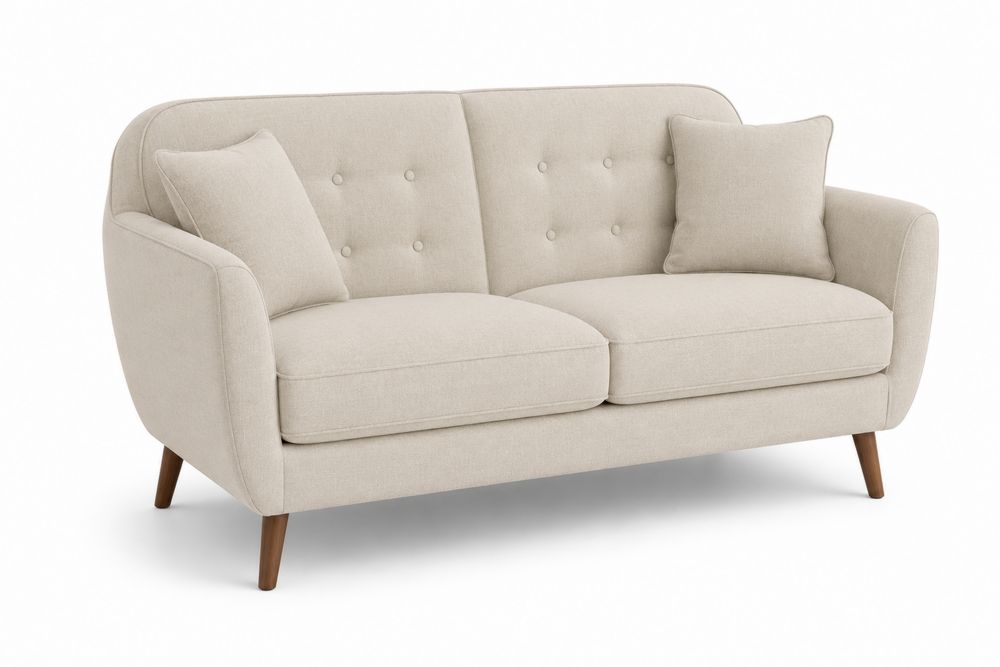 Zweisitzer Sofa Stoff Holzbeine 150cm Beige