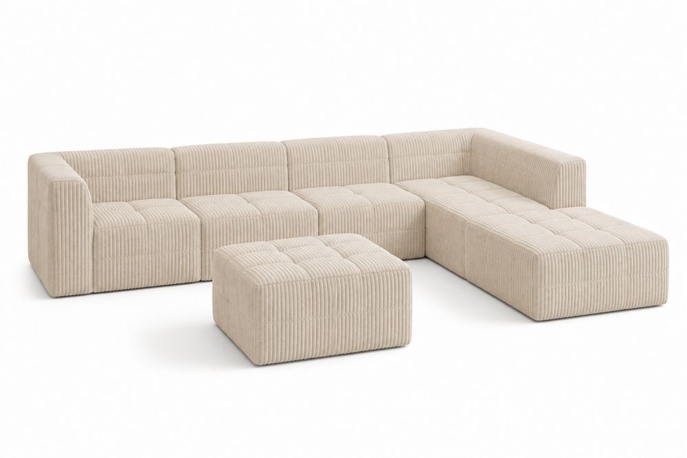 Modulares Ecksofa-Set aus Cord in Beige