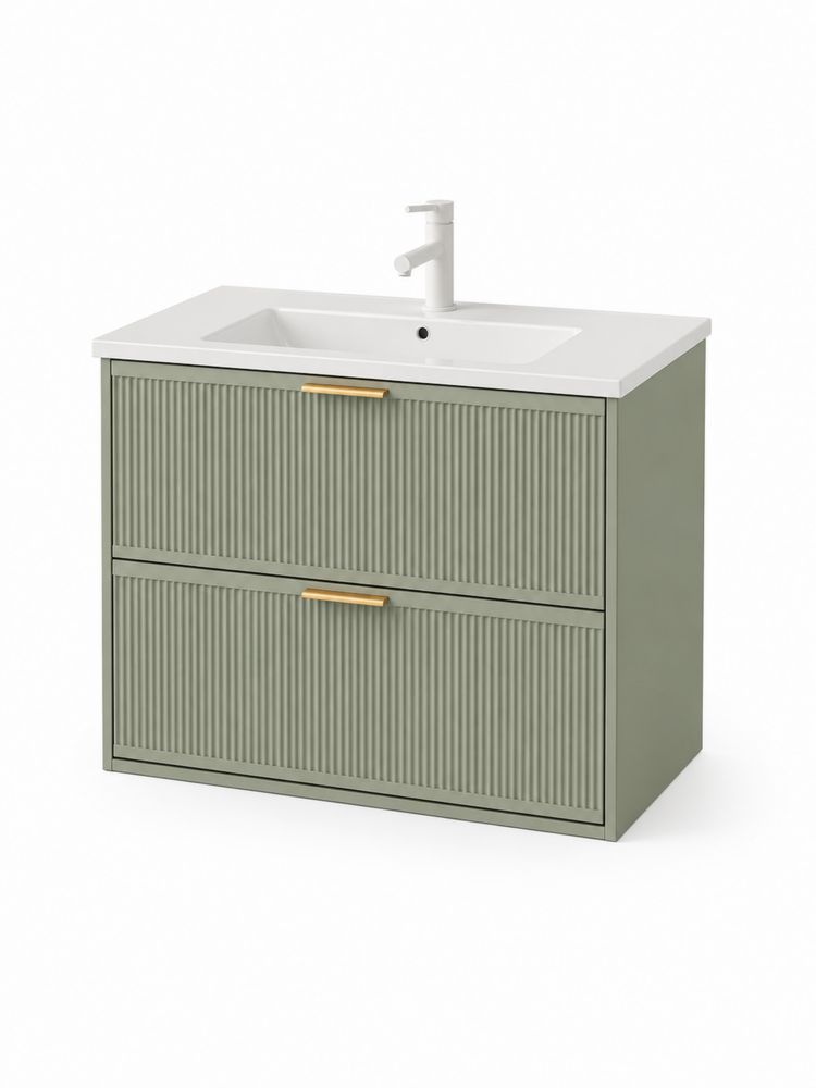Waschtischunterschrank mit Waschbecken MDF Grün
