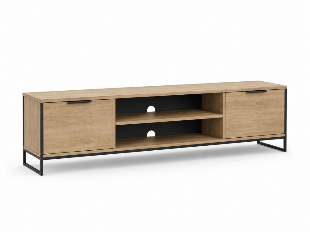 TV-Schrank MDF mit Metallgestell Eichenoptik 160 cm