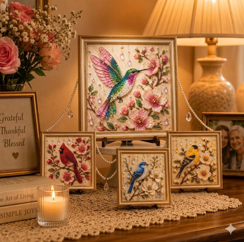 Luxury Bird Pearl Art DIY Kit for Elegant Home Decor, Relaxing Handcraft Projects and Gift‑Ready Wall Art