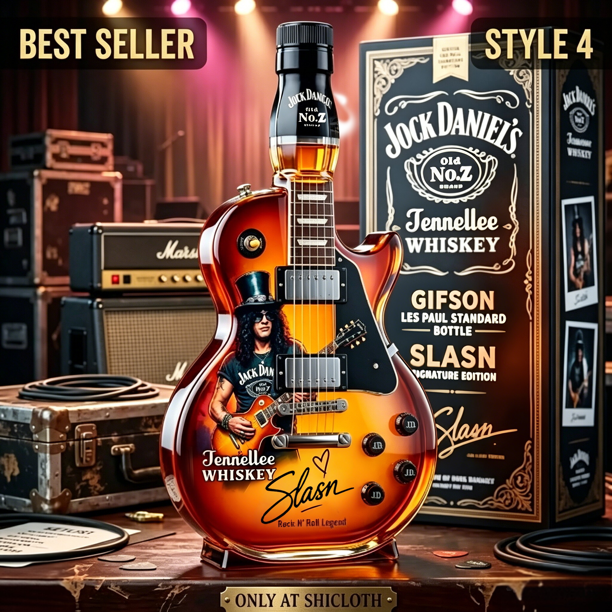 🎁 Vatertag 👨‍🎤🤘 Appetite for Rock: Spirituosenflasche in Form einer Vintage-Sunburst-Gitarre 🎸✨