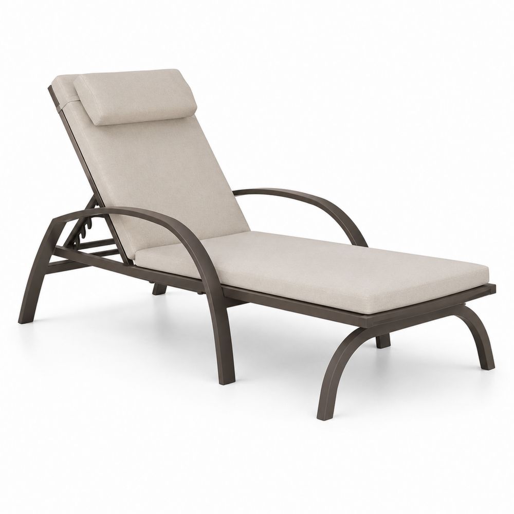 Sonnenliege Aluminium Textilene Beige 195cm x 60cm