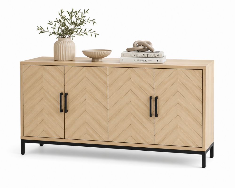 Sideboard Eichenfurnier mit Metallrahmen