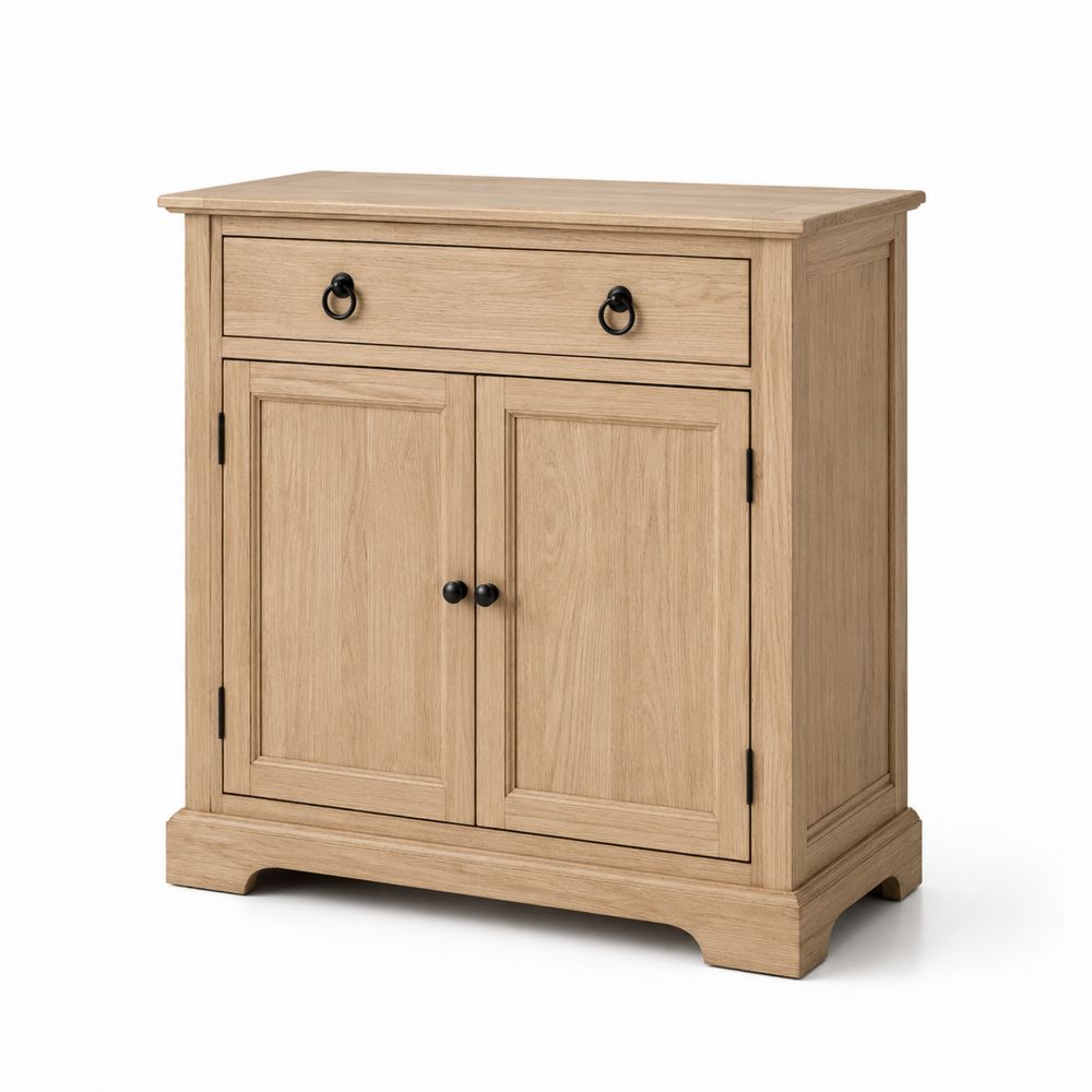 Massivholz Eiche Buffetschrank mit zwei Türen und einer Schublade 90x40x85cm