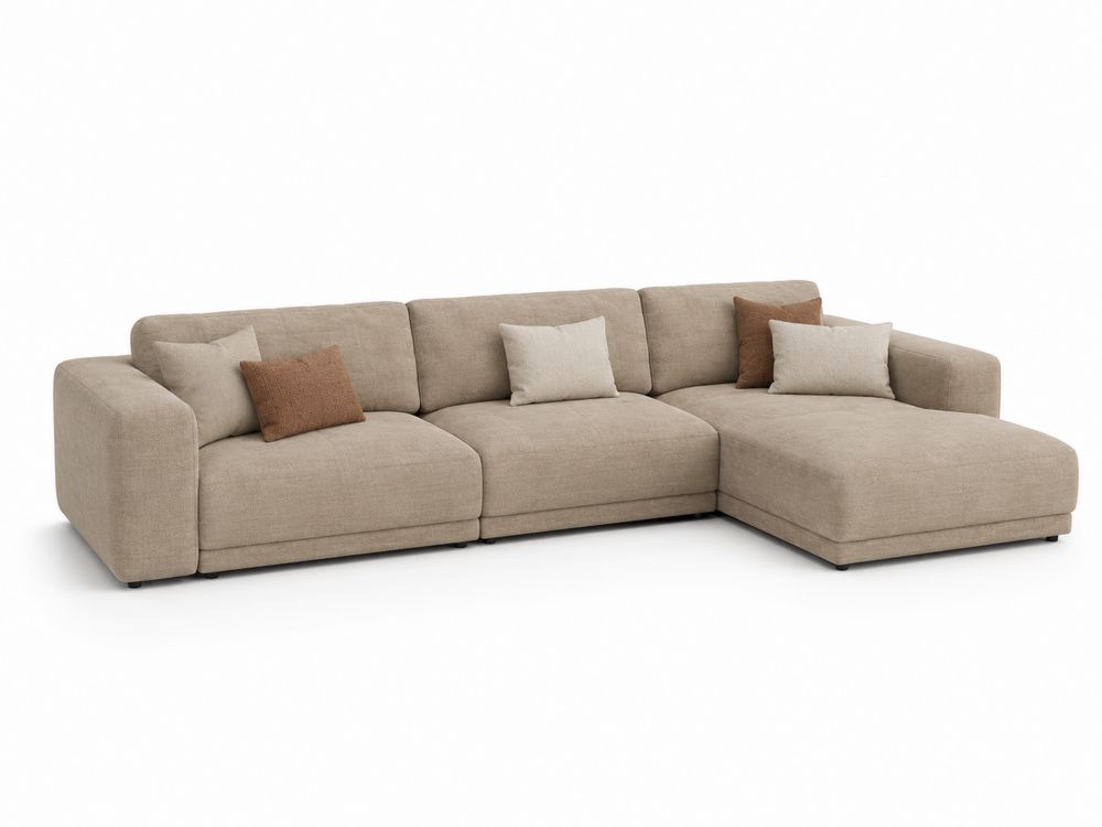 Ecksofa 4-Sitzer mit Ottomane Stoff Beige 300x200 cm