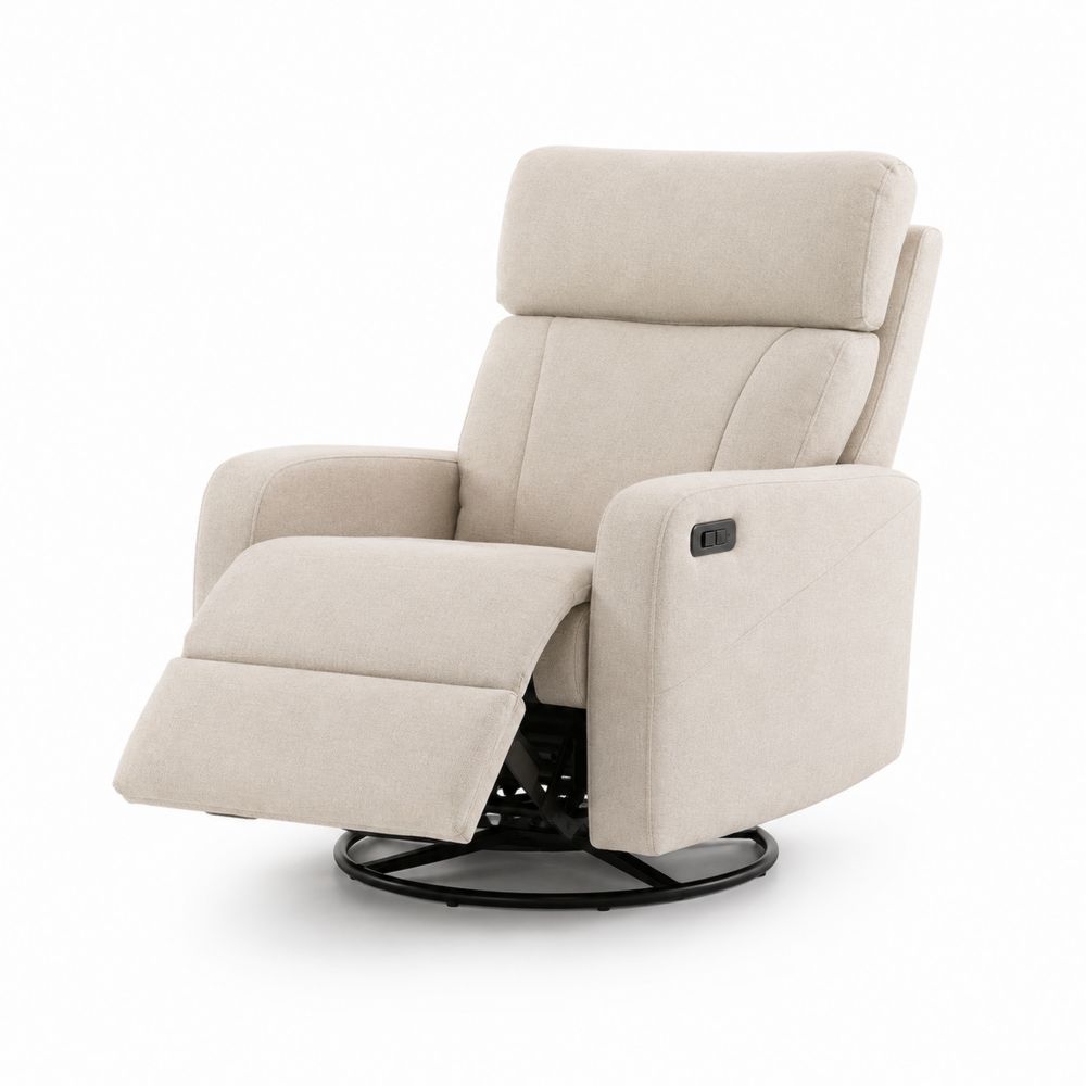 Liegesessel mit Drehfunktion Stoff Beige 105x85x90cm
