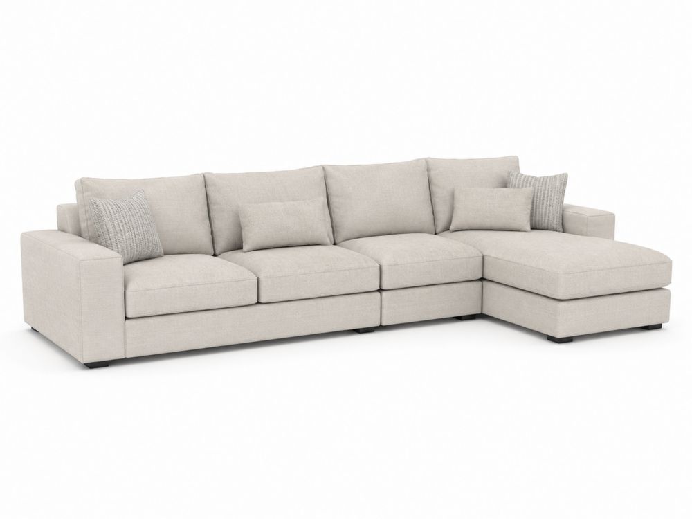 Ecksofa mit Ottomane Stoff Beige