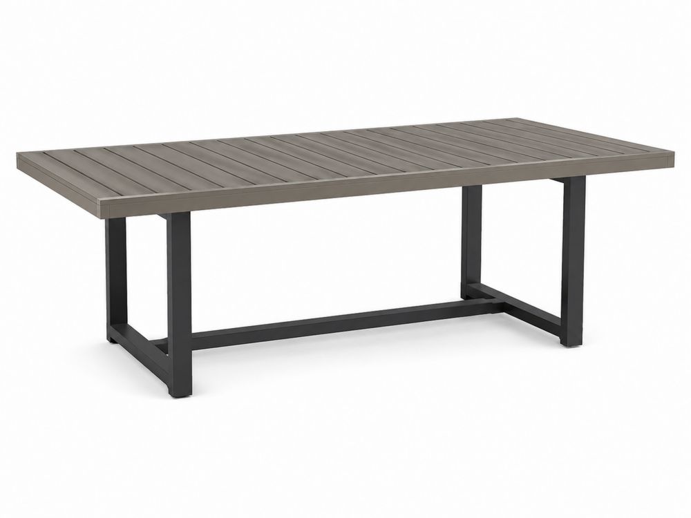 Rechteckiger Esstisch aus Aluminium und Polywood Grau/Schwarz