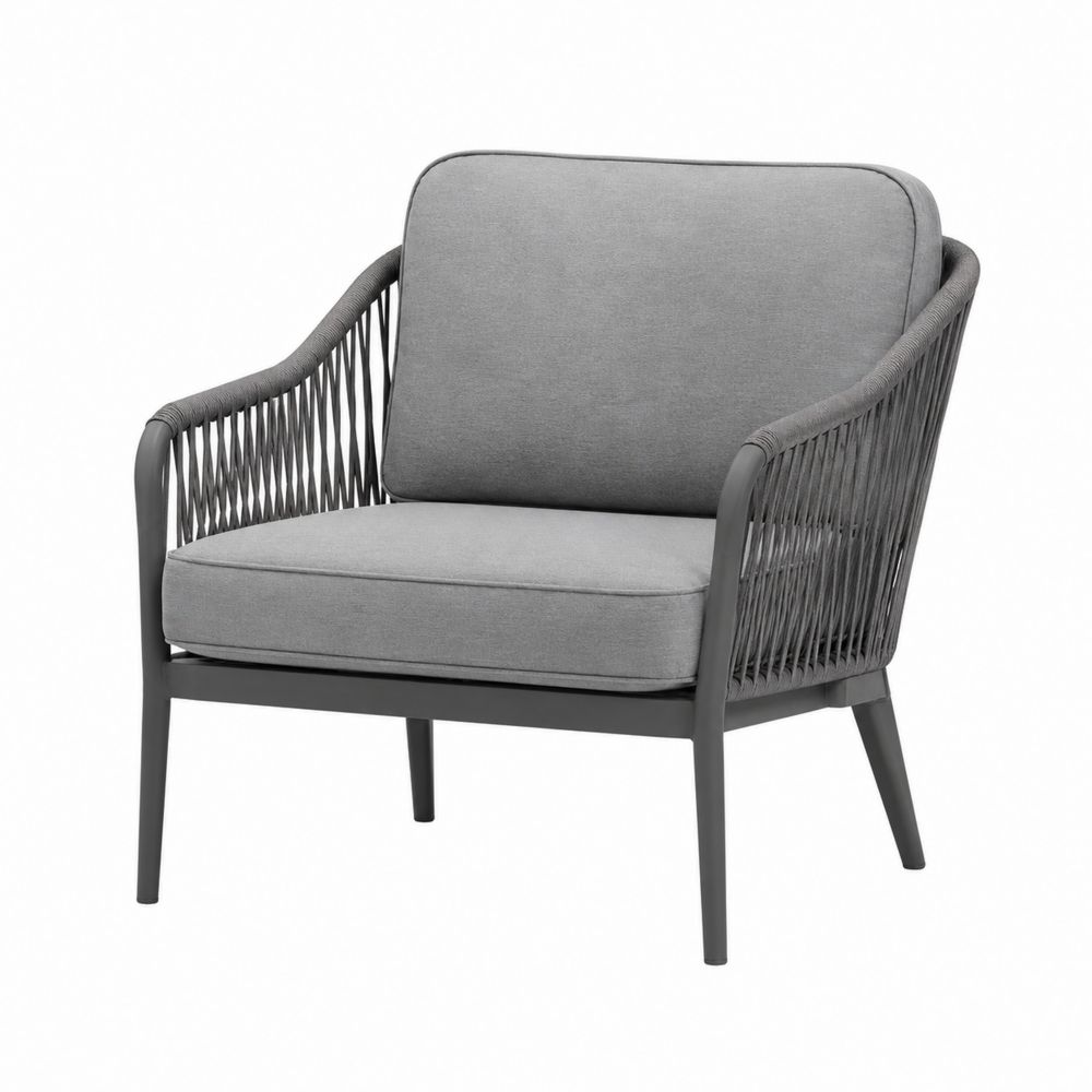 Outdoor Clubsessel mit Aluminiumrahmen und Grauen Kissen
