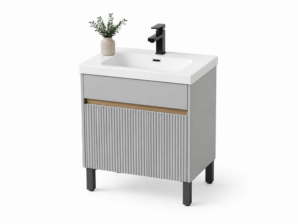 Waschtischunterschrank mit Keramikbecken Weiße MDF
