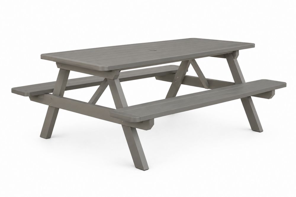 Kunststoff Outdoor-Picknicktisch Polyethylen Grau 180x155x72cm