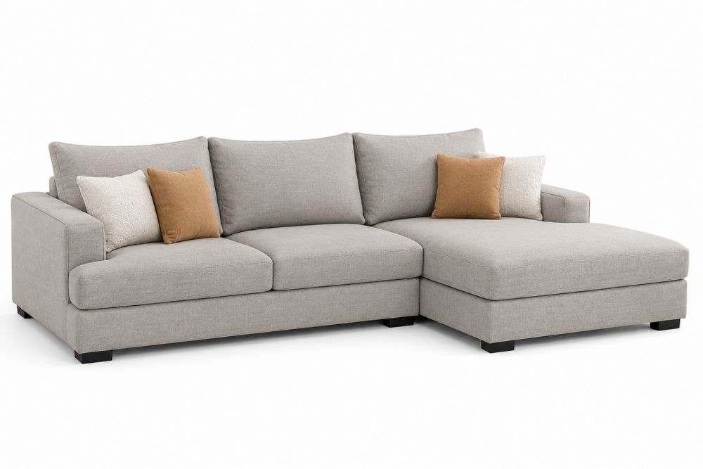 Ecksofa mit Kissen Beige Leinenmischung