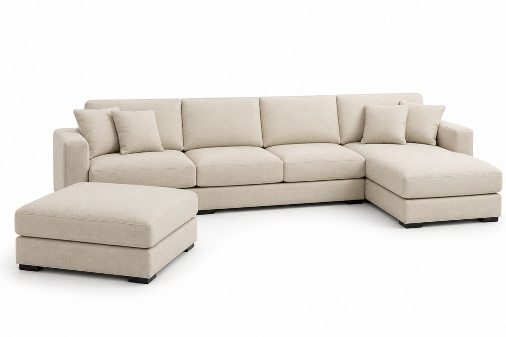Modulares Ecksofa-Set Beige Stoff L-Form 260x160x85 cm