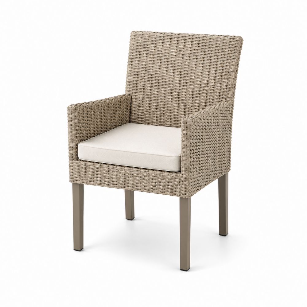 Geflecht Esszimmerstuhl mit Aluminiumgestell und Kissen, Beige, 90 cm