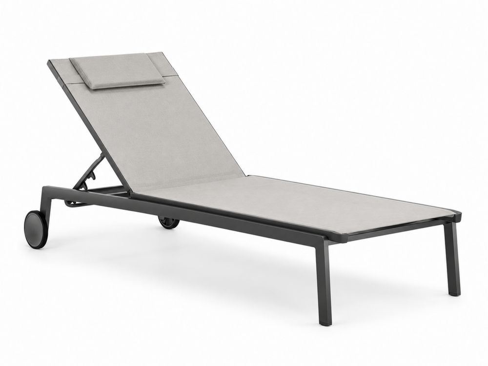 Outdoor-Lounge-Liege Aluminium Textilgewebe Grau
