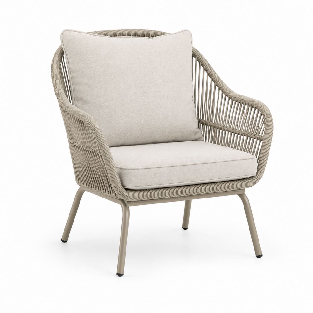 Outdoor Sessel Aluminium Beige Seilkonstruktion