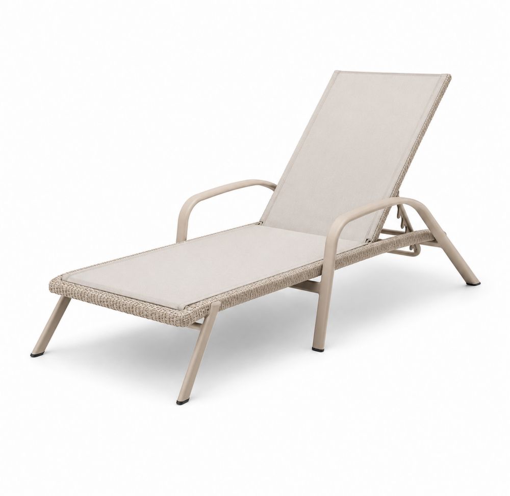 Sonnenliege Aluminium Textilene Beige 195x65x32 cm