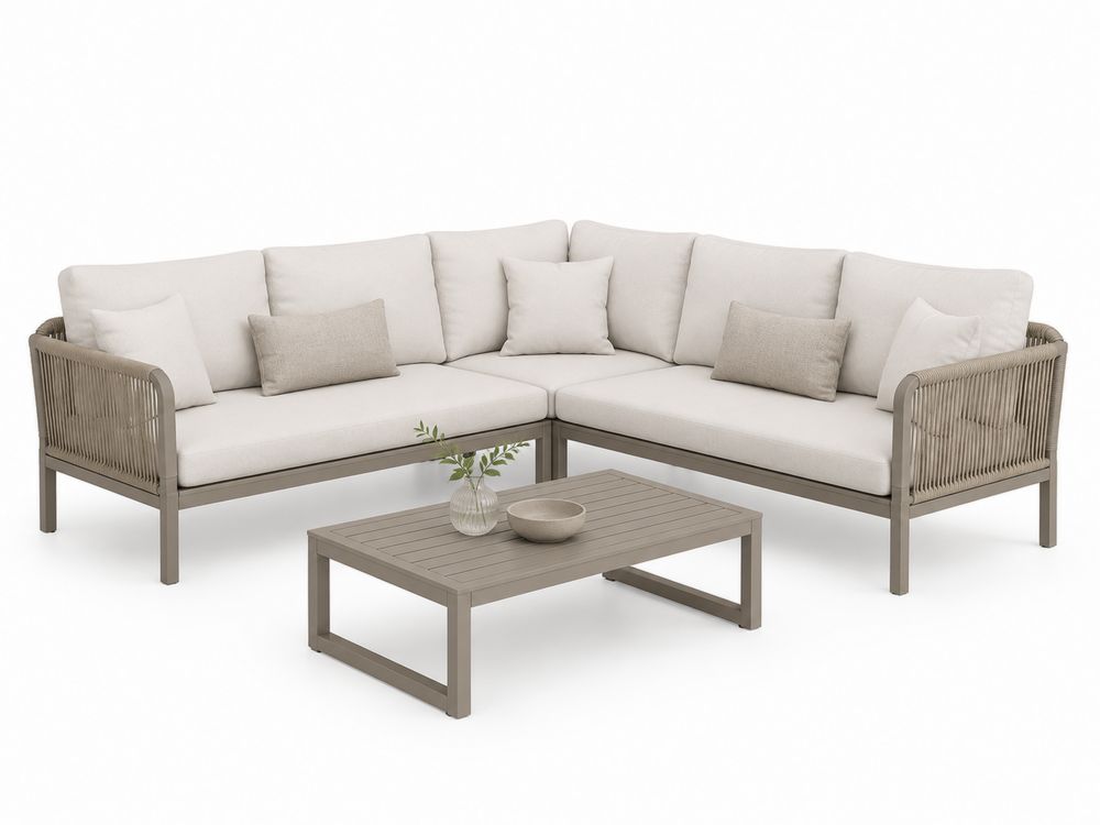Gartensofa-Set aus Aluminium und Polyester Beige