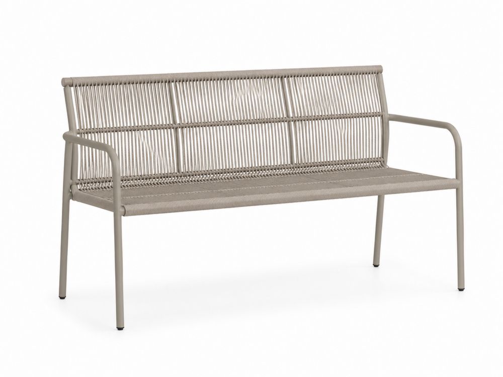 Gartenbank aus Stahl und Polypropylen-Geflecht Beige 150 cm