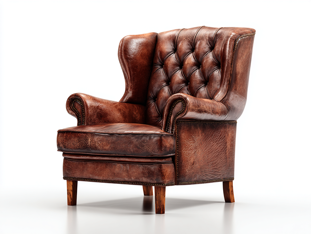 Sillón de piel cuero 85x80x95 cm marrón sillón individual diseño clásico-Katararoom