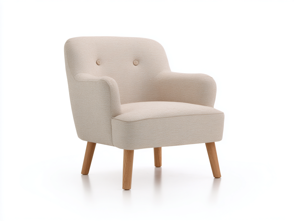 Sillón de tela 75x70x80 cm - beige claro - diseño moderno para salón-Katararoom