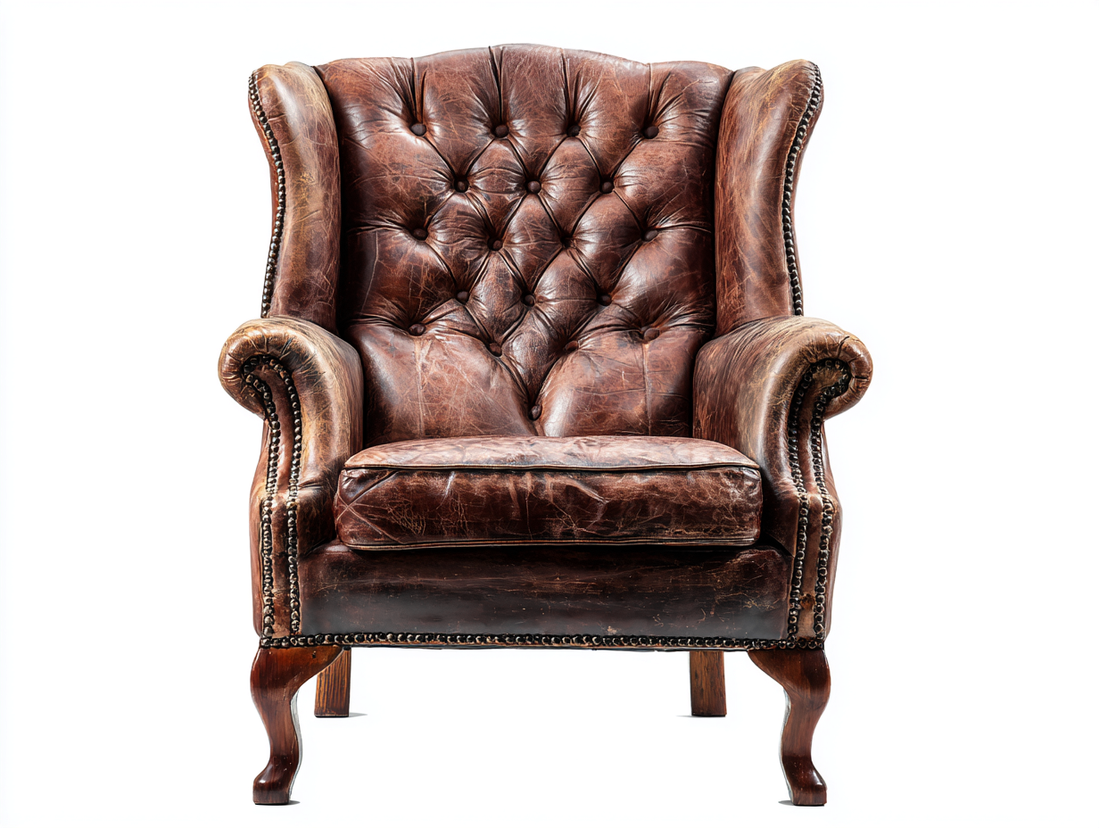 Sillón de piel cuero 90x85x100 cm marrón sillón individual capitoné diseño clásico-Katararoom