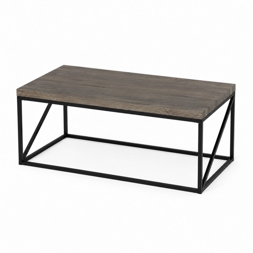 Rechteckiger Couchtisch MDF Metallrahmen Braun/Schwarz