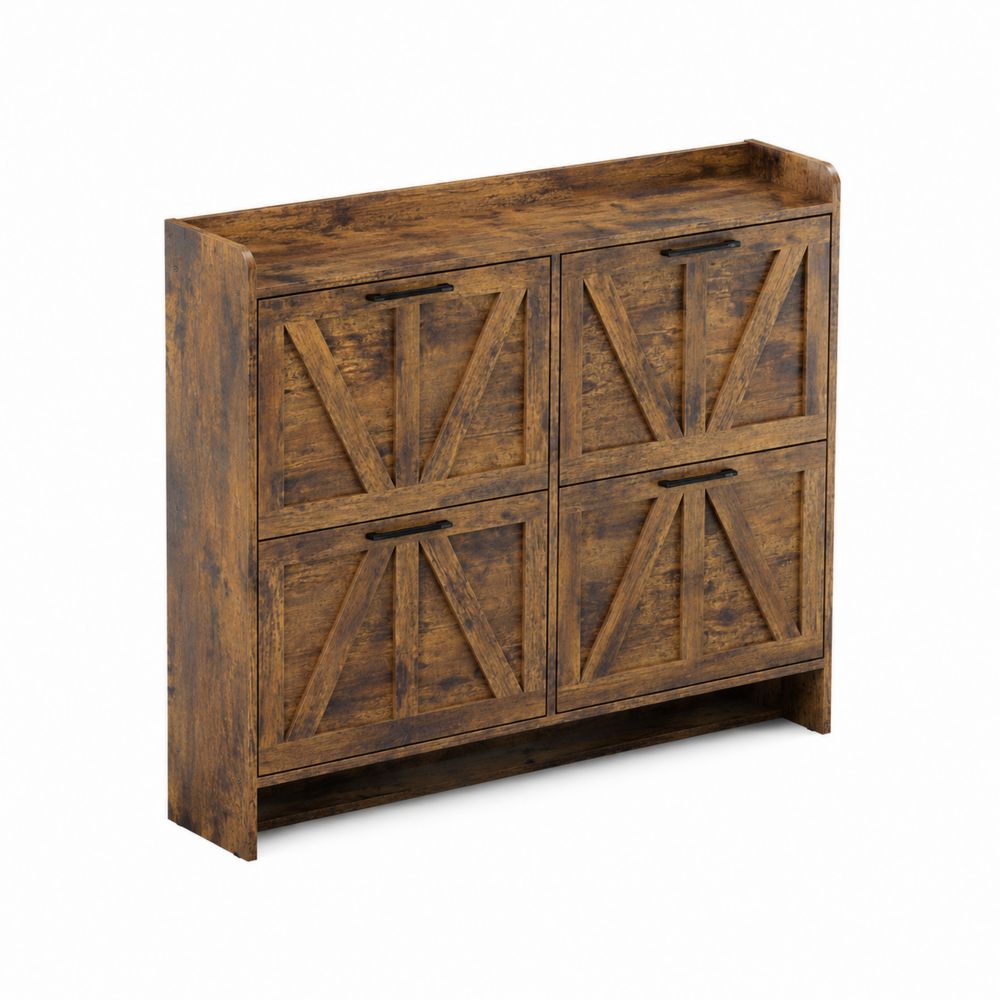 Schuhschrank aus Holz mit vier Klappen Braun