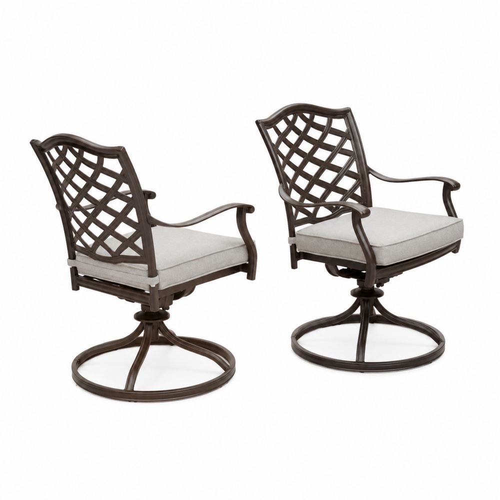 2er-Set Outdoor Drehstühle aus Aluminium mit Polyesterbezug Grau