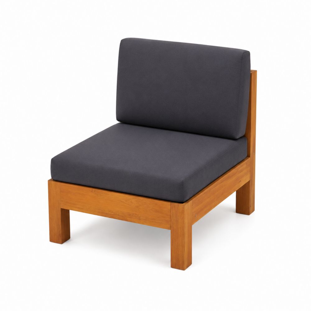 Outdoor-Sessel aus Akazienholz und Polyester Dunkelgrau