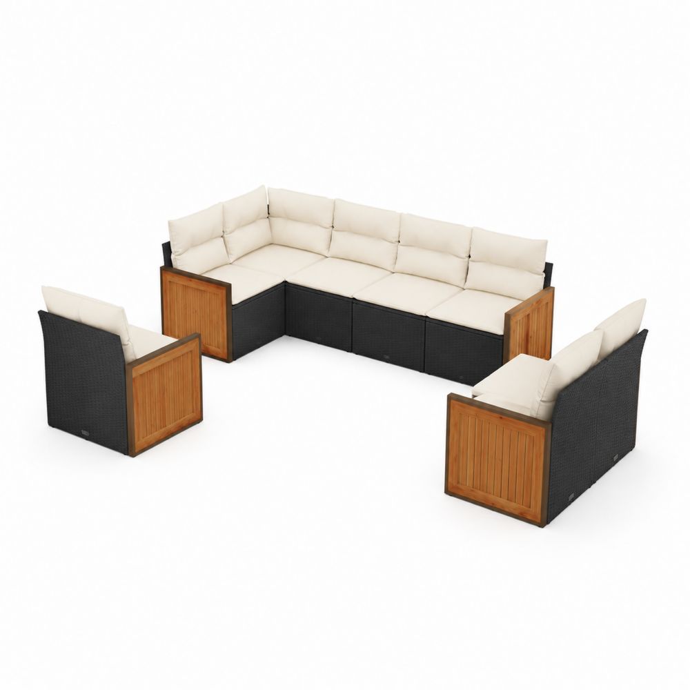 Outdoor-Lounge-Set Rattan Aluminium Holz Creme 250x250 cm