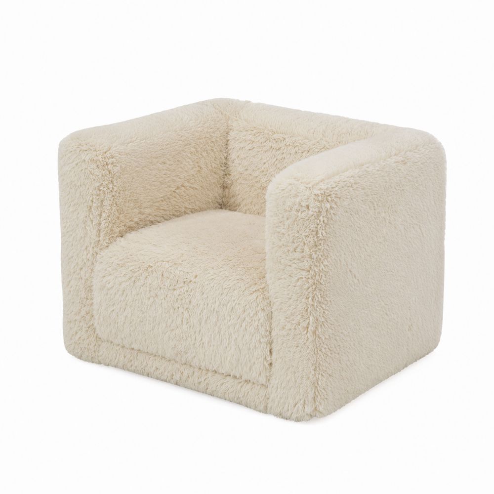 Quadratischer Sessel 60x60x50 cm Plüsch Beige