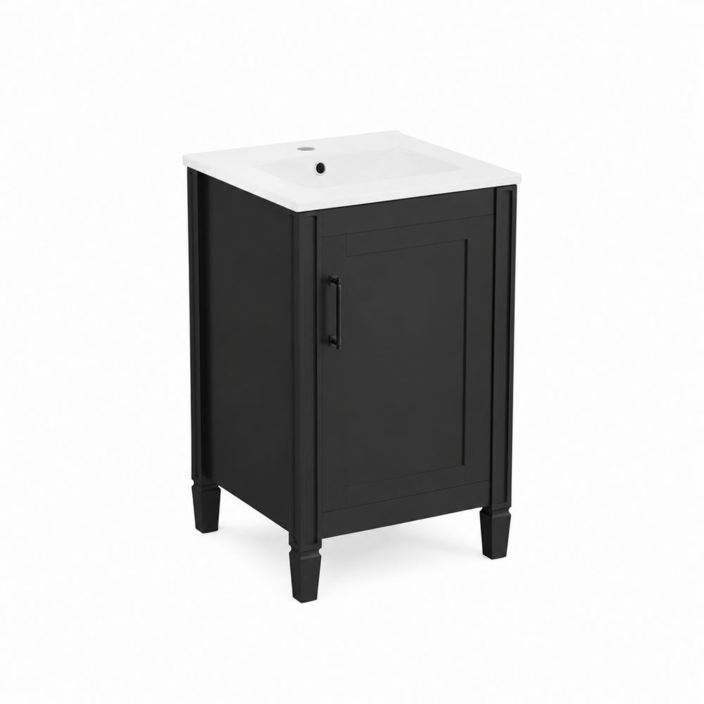 Waschtischunterschrank MDF Keramik Schwarz