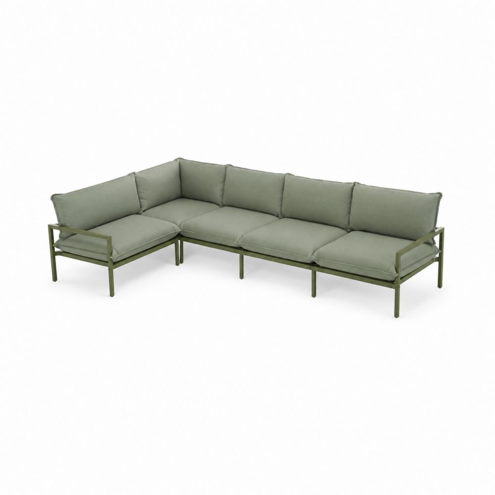 Ecksofa Set Gartensofa Aluminium Olivgrün 240x240 cm