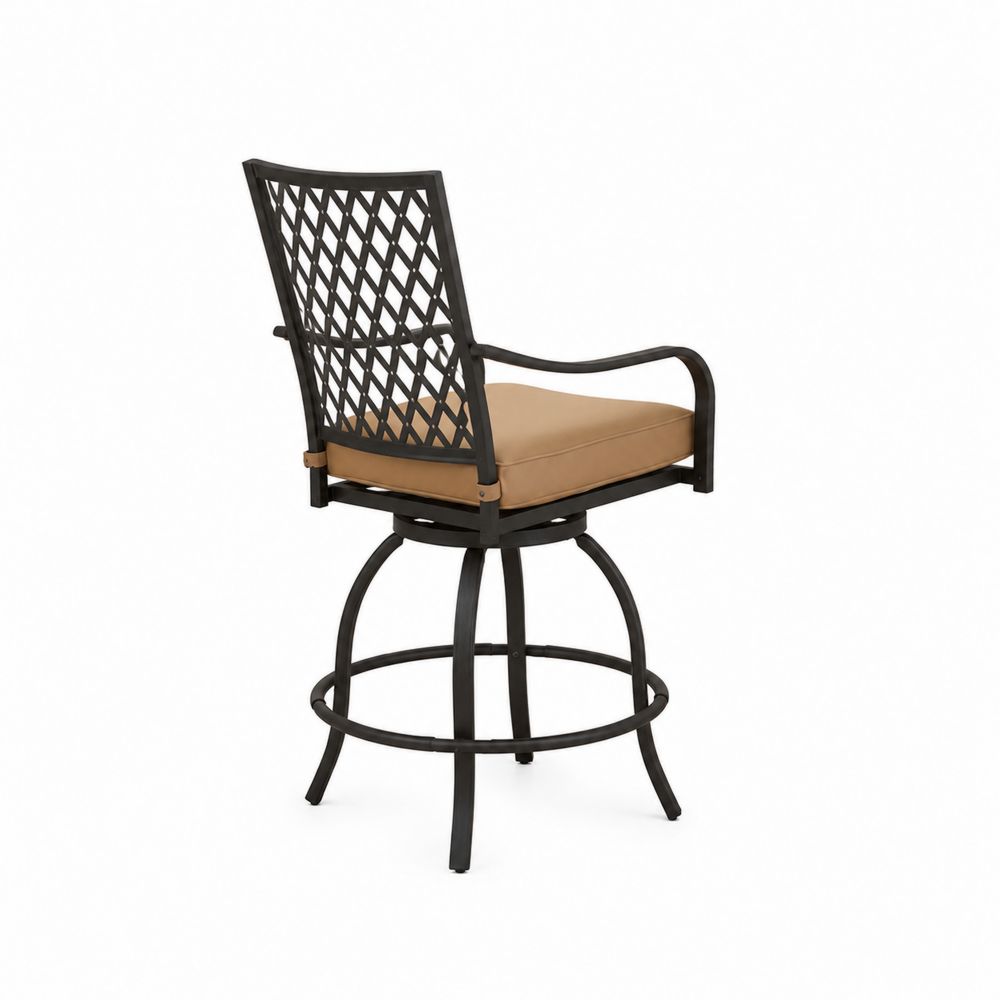 Drehbarer Aluminium-Barhocker mit braunem Polyesterkissen
