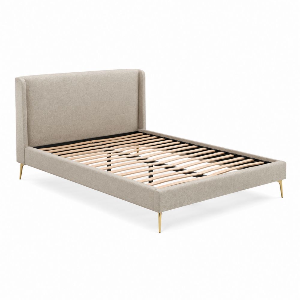 Polsterbett Stoff Beige 200cm x 140cm