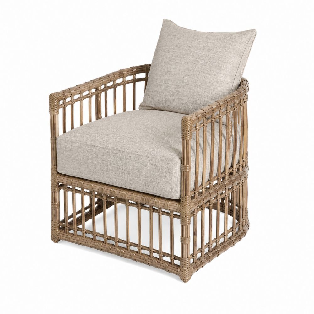 Clubsessel aus Rattan mit Polsterkissen Beige