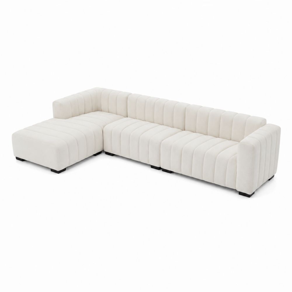 Modulares L-förmiges Ecksofa 5-Sitzer Samt Weiß