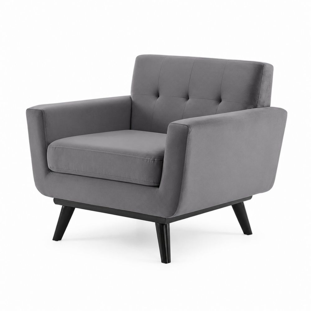 Grau Sessel mit Polyester-Samt und Holzrahmen
