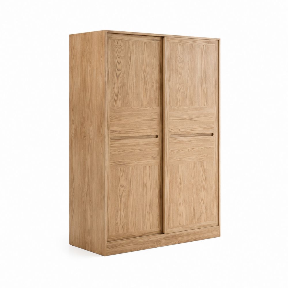 Eiche Kleiderschrank mit Schiebetüren aus Massivholz 200x150x60 cm