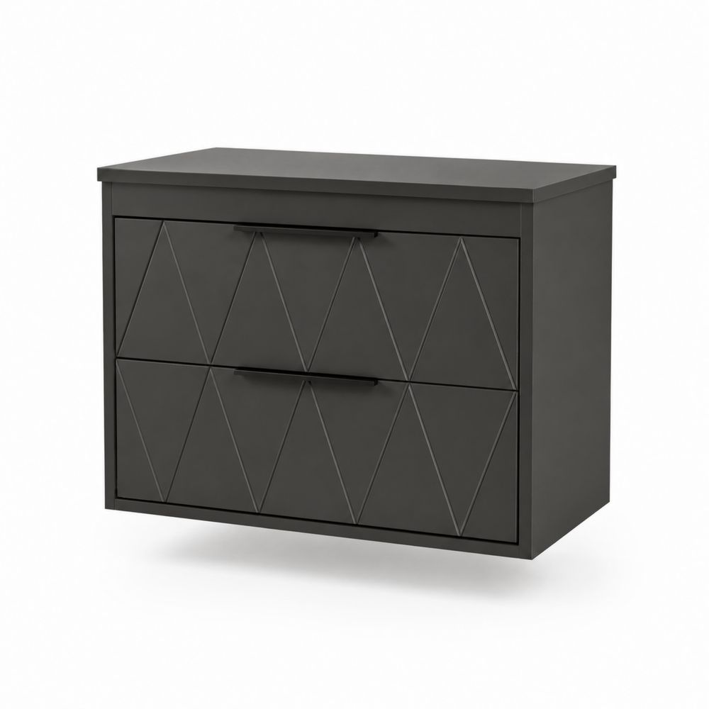 Waschtischunterschrank mit 2 Schubladen aus MDF, Dunkelgrau-Hausraumdesign