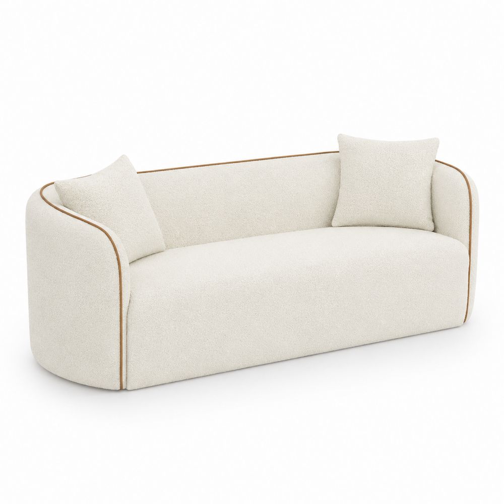 Sofa Zweisitzer Bouclé Beige 200cm-Hausraumdesign