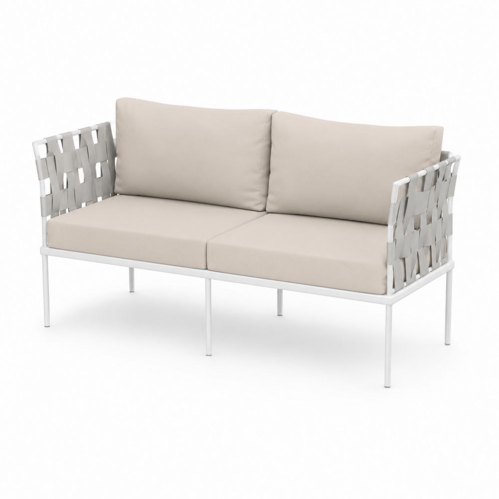 2-Sitzer Aluminium-Gartensofa mit Polyesterkissen Beige-Hausraumdesign