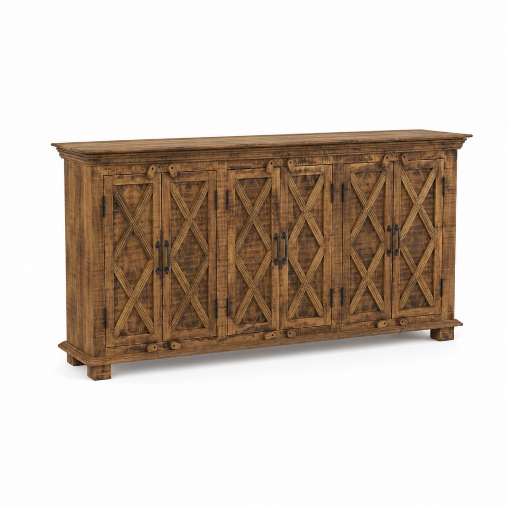 Sideboard aus Eichenholz mit 6 Türen, 180x45x90 cm-Hausraumdesign