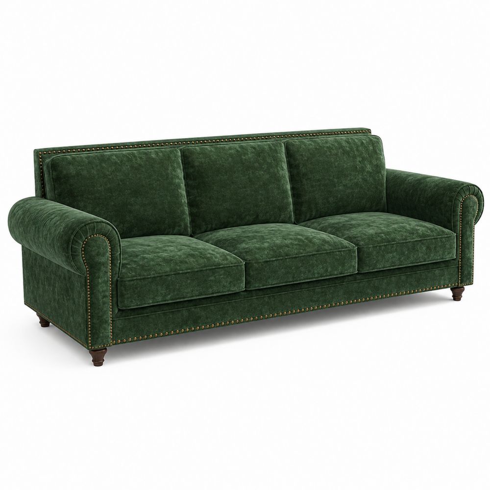Sofa Velours Grün mit Holzrahmen-Hausraumdesign
