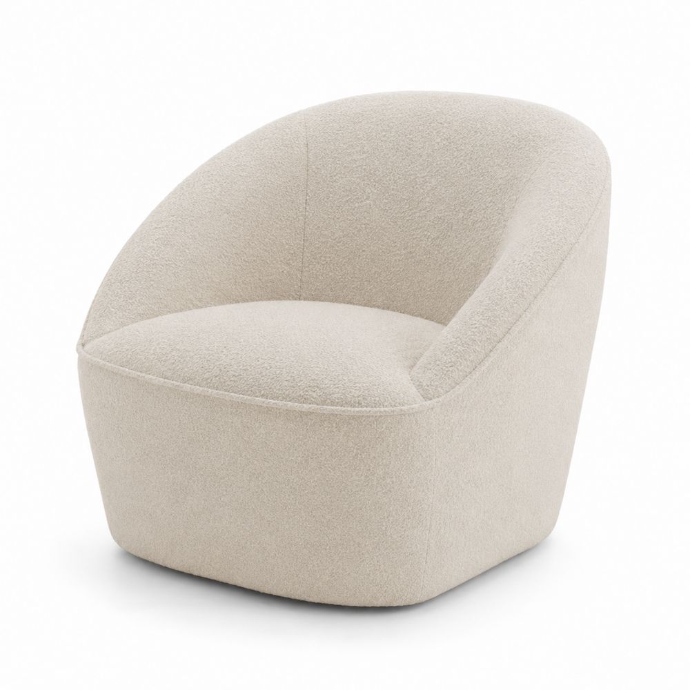 Runder Sessel 75x75x70 cm Bouclé Beige-Hausraumdesign